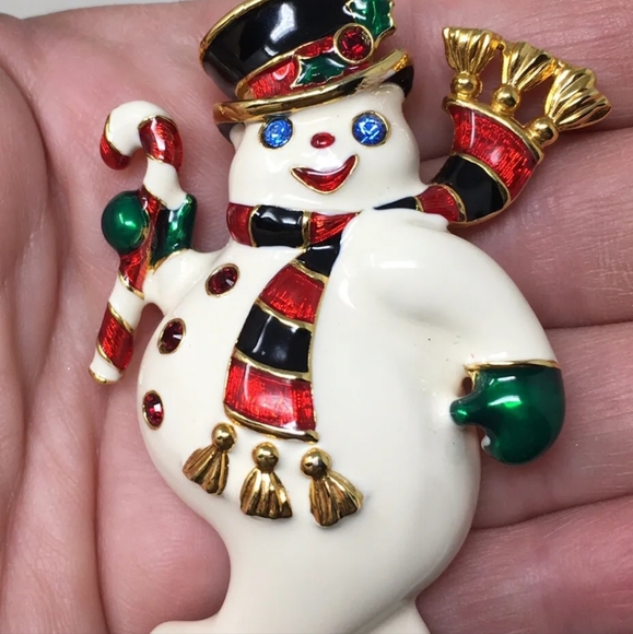Bob Mackie Jewelry - Bob Mackie Snowman Brooch Vintage